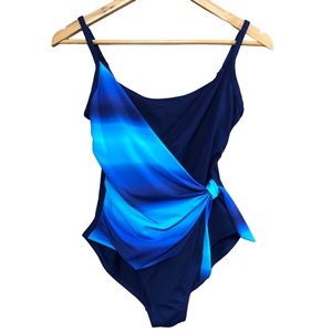 - Liz Claiborne Faux Wrap One Piece Swimsuit Size 6